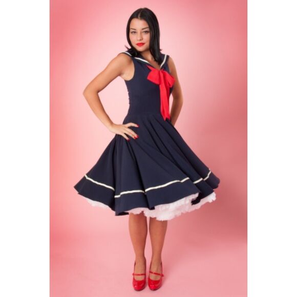 ✨ Vintage Chic “Sweet Sails” Navy Sailor Swing Dress – Size 3XL ✨ - Picture 5 of 10